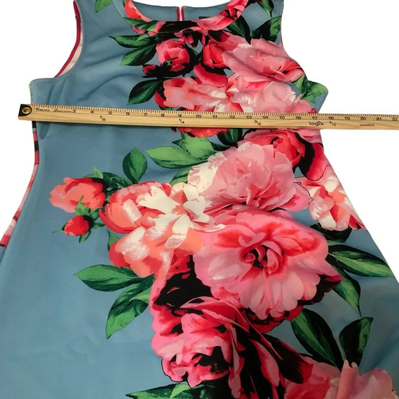VINCE CAMUTO Pink and blue floral ruffle midi dress Size 14 - Picture 10 of 12